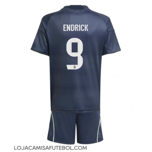 Camisa de Futebol Real Madrid Endrick #9 Equipamento Secundário Infantil 2025-26 Manga Curta (+ Calças curtas)